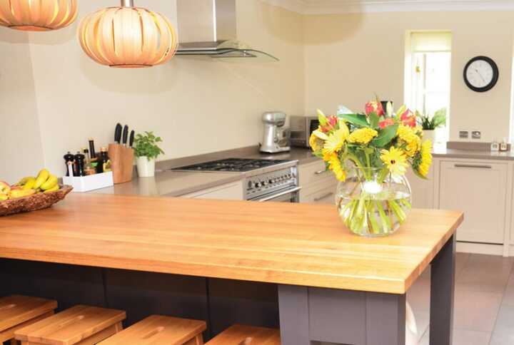 large work surface on a mobile kitchen island